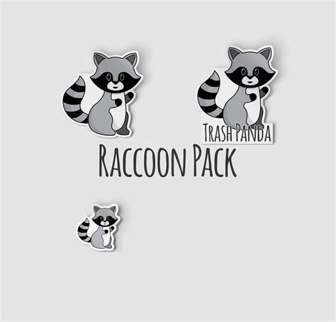 Raccoon Sticker Pack Funny Animal Stickers 2 Die Cut Etsy