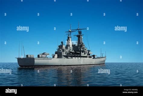 Modern Warship In The Ocean Stock Photo Alamy