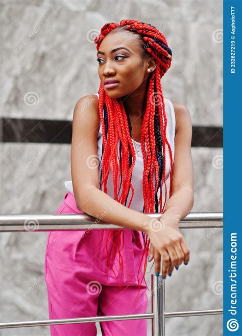 fashionable african american girl with red dreads stock image image of lifestyle outdoor