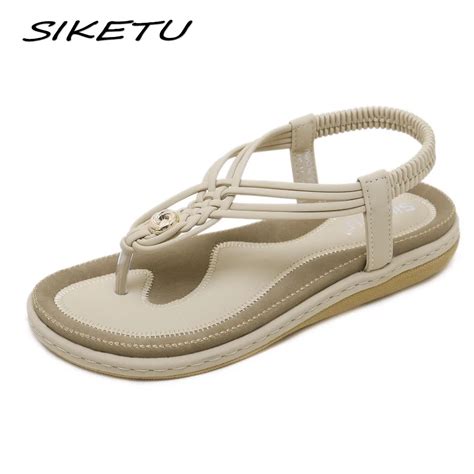 Siketu Summer Women Flat Sandals Shoes Woman Gladiator Shoes Female Casual Sweet Retro Weave