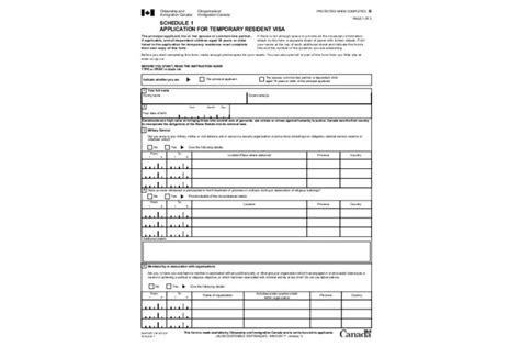 Canadian Visa Application Form Imm 5257 Schedule 1