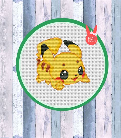 Pikachu Cross Stitch Pattern Pokemon Embroidery Modern Cross Stitch