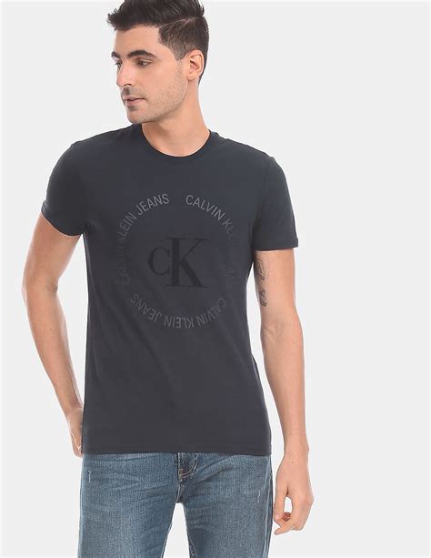 Buy Calvin Klein Men Navy Slim Fit Short Sleeve T Shirt