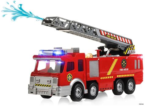 Memtes Electric Fire Truck Toy With Lights And Sirens Sounds Extending