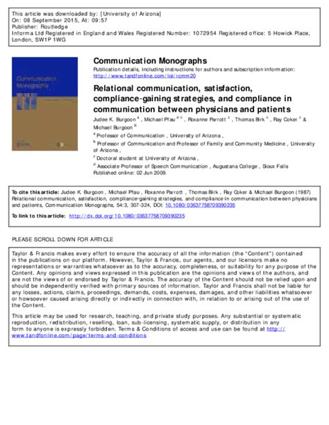 (PDF) Relational communication, satisfaction, compliance‐gaining strategies, and compliance in ...