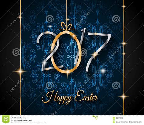 Happy 2017 Easter Modern And Elegant Background With A Golden Egg Stock