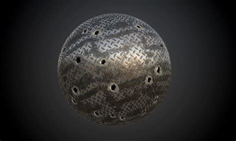 3d Game Asset Store Metal Rusted Diamond Plate Bullet Holes Seamless