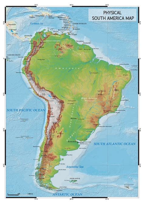 Mappa Fisica Del Sudamerica Illustrazione Vettoriale Illustrazione Di