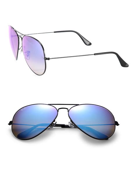 Ray Ban Metal Mirrored Aviator Sunglasses In Blue For Men Lyst