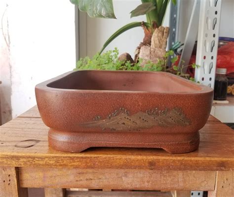 Handmade Rectangular Bonsai Pots Yixing Purple Clay Pottery Etsy
