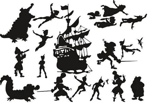 Peter Pan And Tinkerbell Die Cut Out Silhouettes Hook Ship
