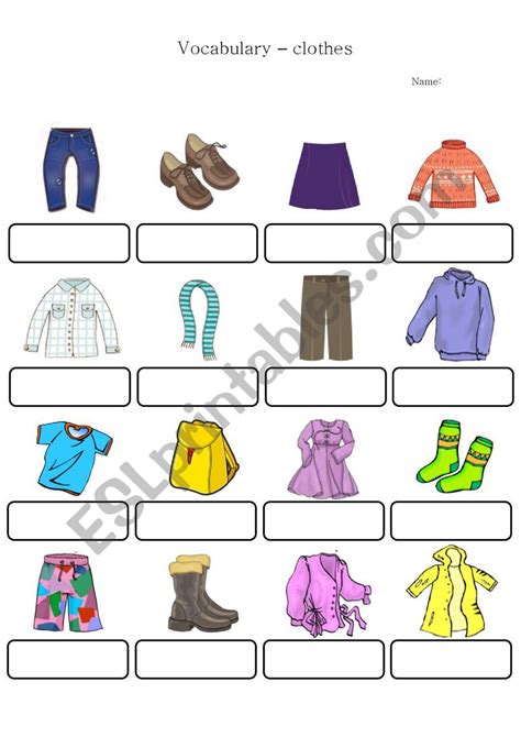 Clothes Vocabulary Esl Worksheet By Leedsenglish
