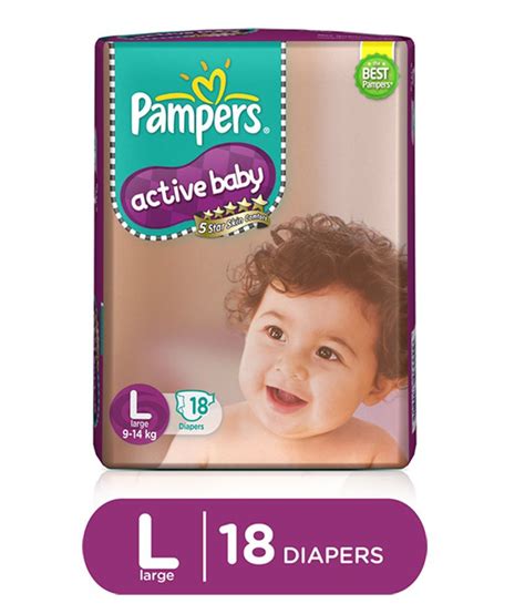 Pampers Active Baby Diapers Large Size 18 Pc Pack Buy Pampers Active