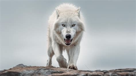 Premium Ai Image Angry Arctic Wolf Hyperrealistic Wildlife Photography