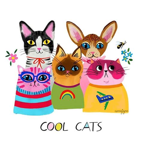 Three Cats Wearing Sweaters With The Words Cool Cats Written Below Them