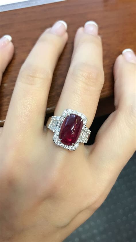 Pigeon Blood Red Ruby And Diamond Ring Set In Platinum Rubyjewelry