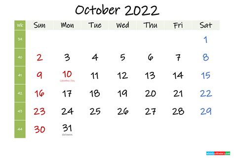 october 2022 calendar free printable calendar templates - october 2022 ...