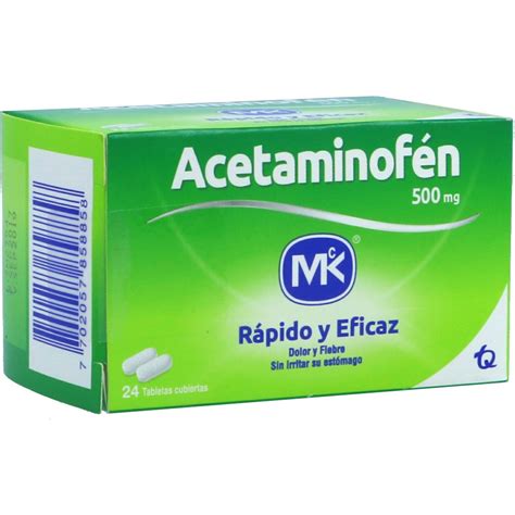 Acetaminof N R Pido Y Eficaz Tabletas Cubiertas Mg Caja X Los