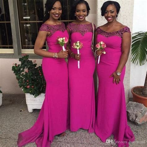 2018 african nigeria bridesmaid dresses elegant cap sleeves pleats long mermai… african