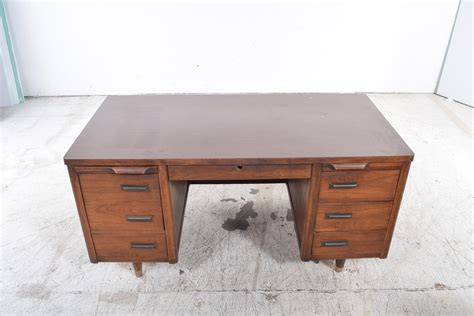 Vintage Jofco Mid Century Modern Walnut Executive Desk Ebth