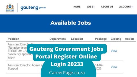 Gauteng Government Jobs Portal Register Online Login Careerpage