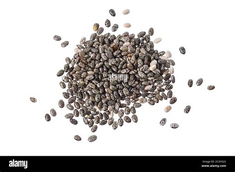 Chia Seeds Isolated On White Background With Clipping Path And Full