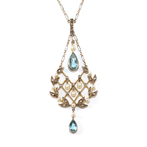 Edwardian Aquamarine And Diamond Necklace C1915 Jewelry Care Jewelry
