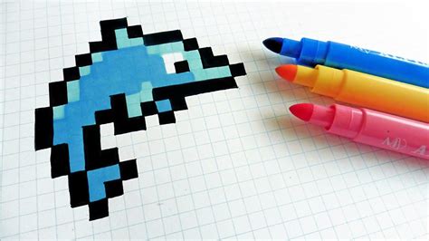 Handmade Pixel Art How To Draw A Dophin Pixelart Youtube