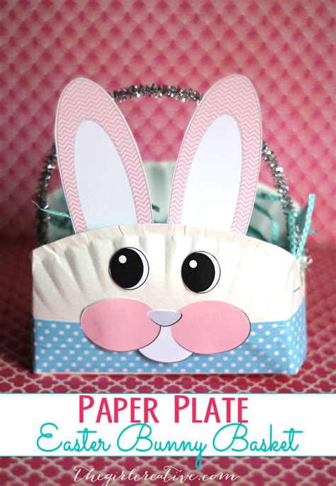 Make yourself an easter bunny's hat in an easy to do way. Paper Plate Easter Bunny Basket - The Girl Creative