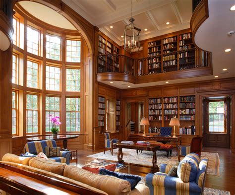 When it comes to luxury interior, you can see how this traditional home office has every. 2-Story Libraries | Home library rooms, Home library ...