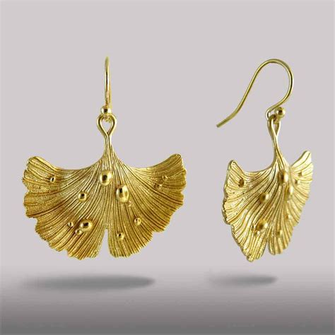 Ary Dpo • Ginkgo Leaf Earrings 14k Gold Over Brass