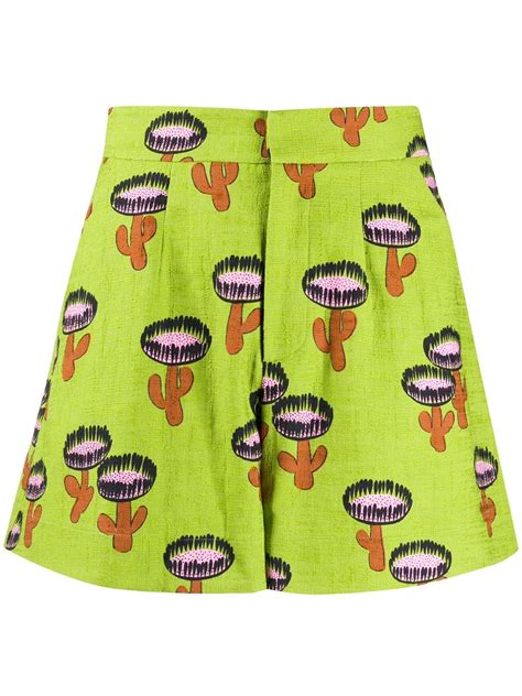 La Doublej Good Butt Cactus Print Shorts Farfetch