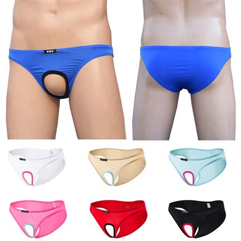 Men Ice Silk Panties Open Crotch Breathable Underwear Briefs Low Rise Underpants Ebay