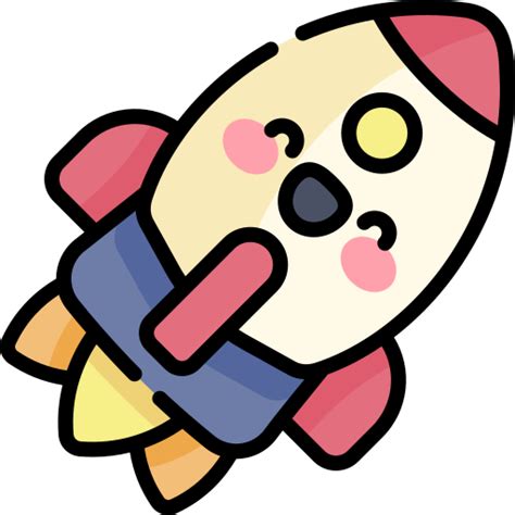 Rocket Kawaii Lineal Color Icon