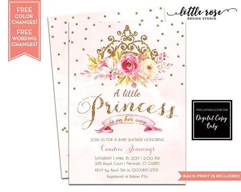 Little Princess Baby Shower Invitation Printed Or Digital Etsy