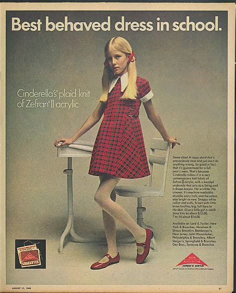 Best Behaved Dress In School Cinderella Plaid Ad 1969 Schoolgirl Tights