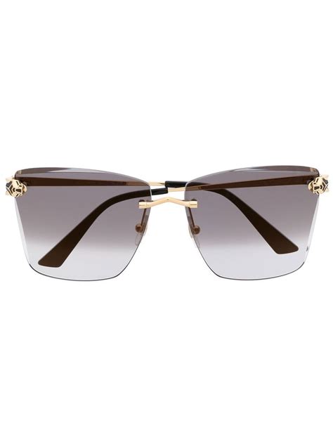 Cartier Eyewear Occhiali Panther Con Montatura A Giorno Oro Farfetch It