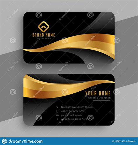 Stylish Wavy Golden And Black Business Card Design Stock Vector
