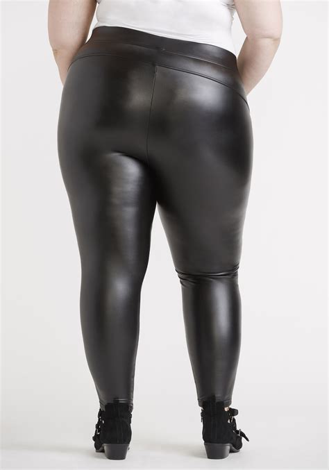 Womens Plus Faux Leather Legging Warehouse One