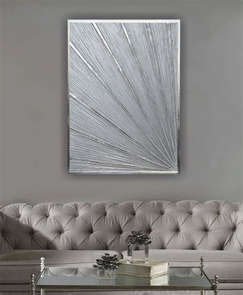 Glittery Silver Painting Textured Artwork Abstract Wall Art Inspire Uplift Silver Wall Decor