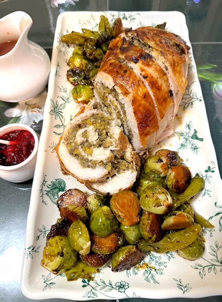 Turkey Breast Roulade With Mushrooms And Cornbread Stuffing Cooking