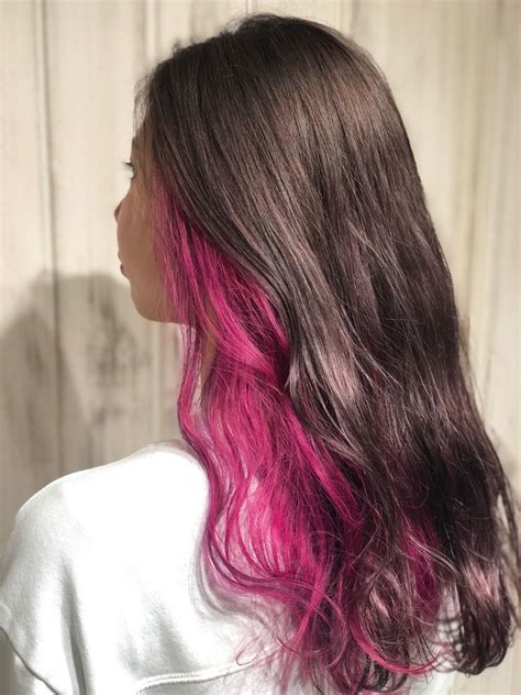 Dark Brown Hair With Pink Underneath