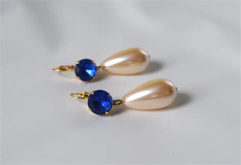 18th Century Blue And Pearl Earrings Paste Glass Earrings Etsy