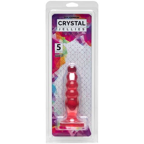 Doc Johnson Crystal Jellies Anal Delight Pink Ribbed Probe Butt Plug