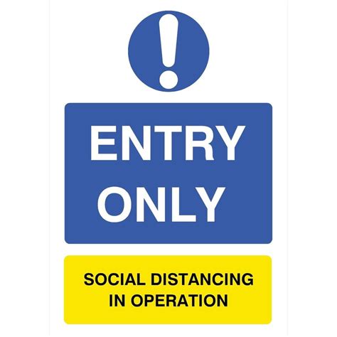 Entry Only Social Distancing In Operation Sign Ppe Signs