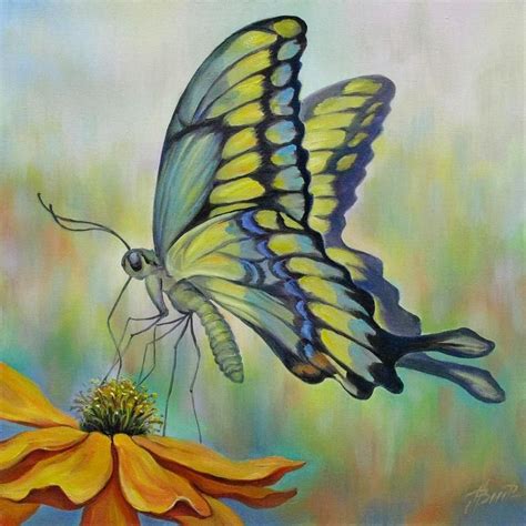Décor à La Maison Peinture à Lhuile De Papillon Animaux Etsy