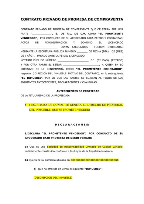 Formato De Contrato De Promesa De Compraventa Derecho Civil Sistema Images