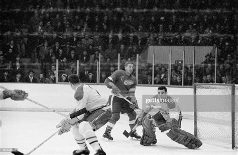 Montreal Canadiens Goalie Jacques Plante In Action Vs Detroit Red
