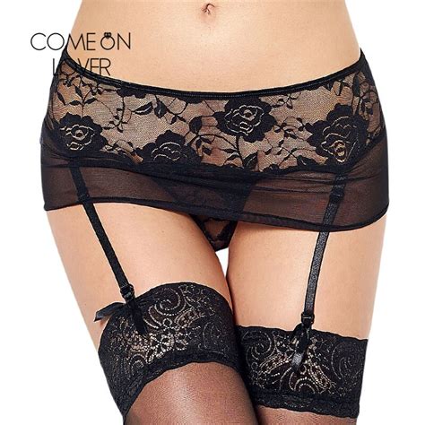comeonlover floral lace garter belt for women suspenders fit for stockings g string mesh garters