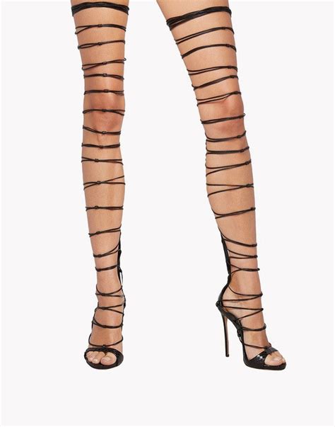 Avvvxbw Sexy High Heeled Sandals Hollow Out Cross Strap Boots Fashion